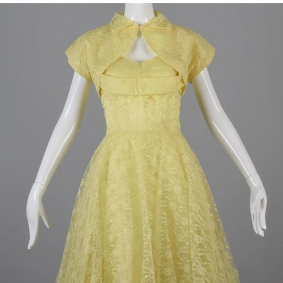 Zachary's Smile Other - Rare Vintage 50s yellow dress Rockabilly lace bolero cocktails